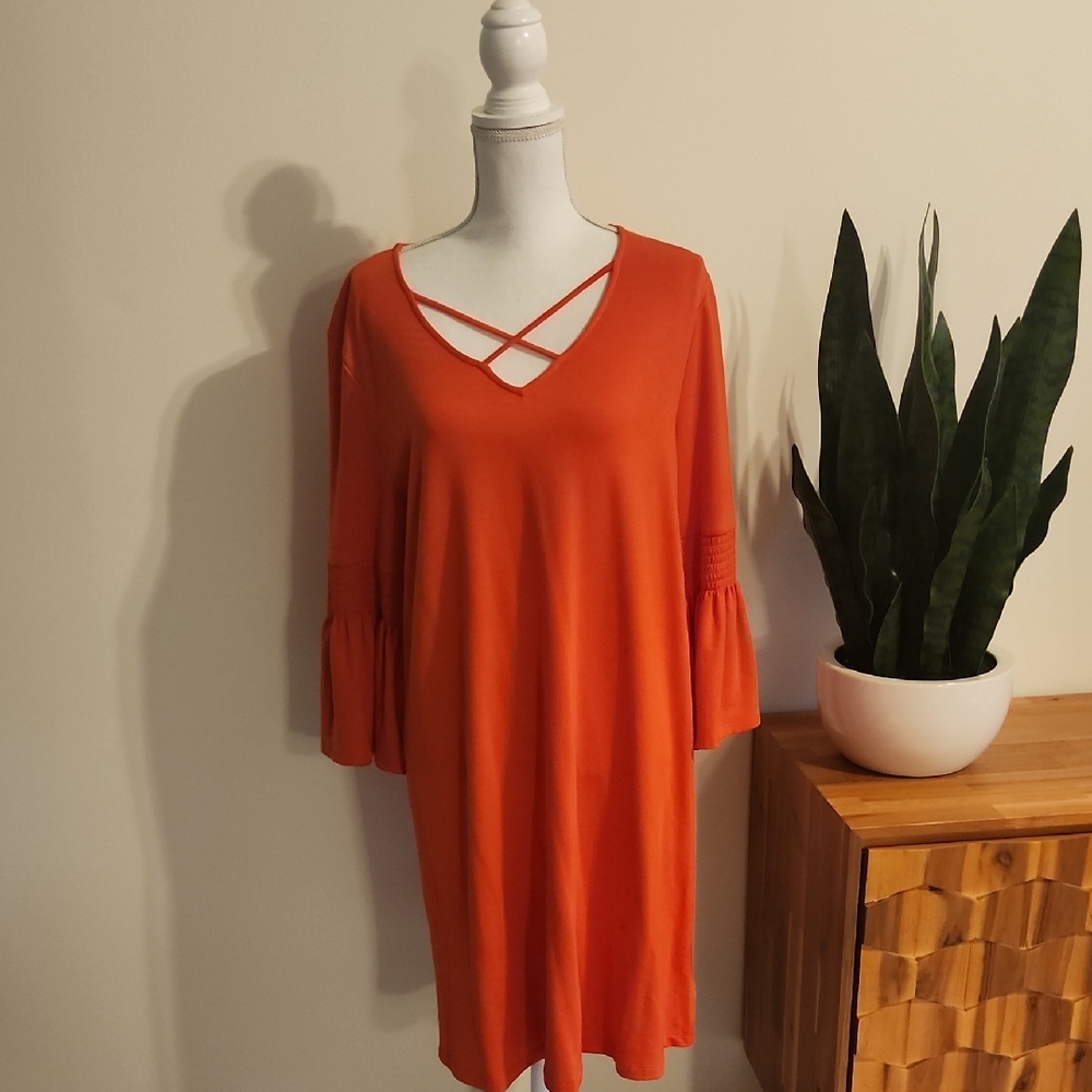 Vibrant Orange Long Sleeve Dress